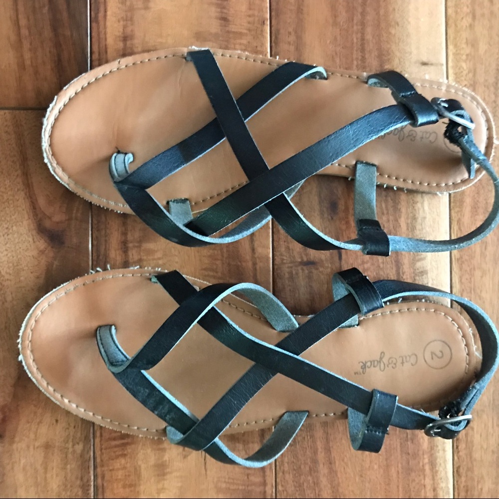 Cat & Jack Girls Size 2 Sandals Black